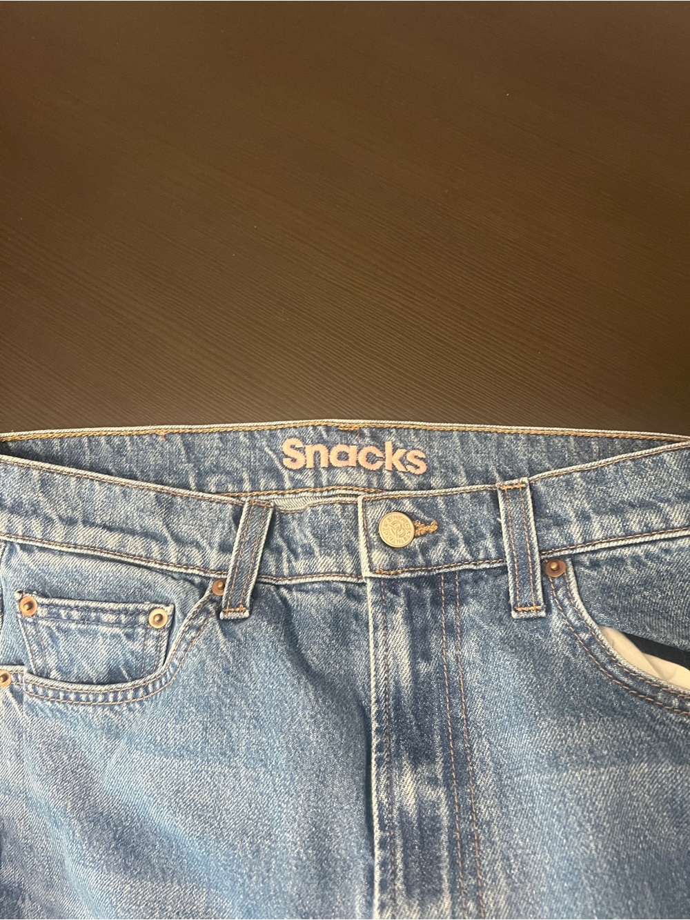 Mother Snacks! Funnel Heel Cuff Jeans Delicious Memories Blue Size 28 Wide Leg - Picture 9 of 15